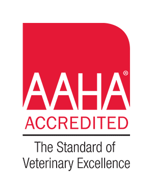 AAHA Accredited logo with the text The Standard of Veterinary Excellence